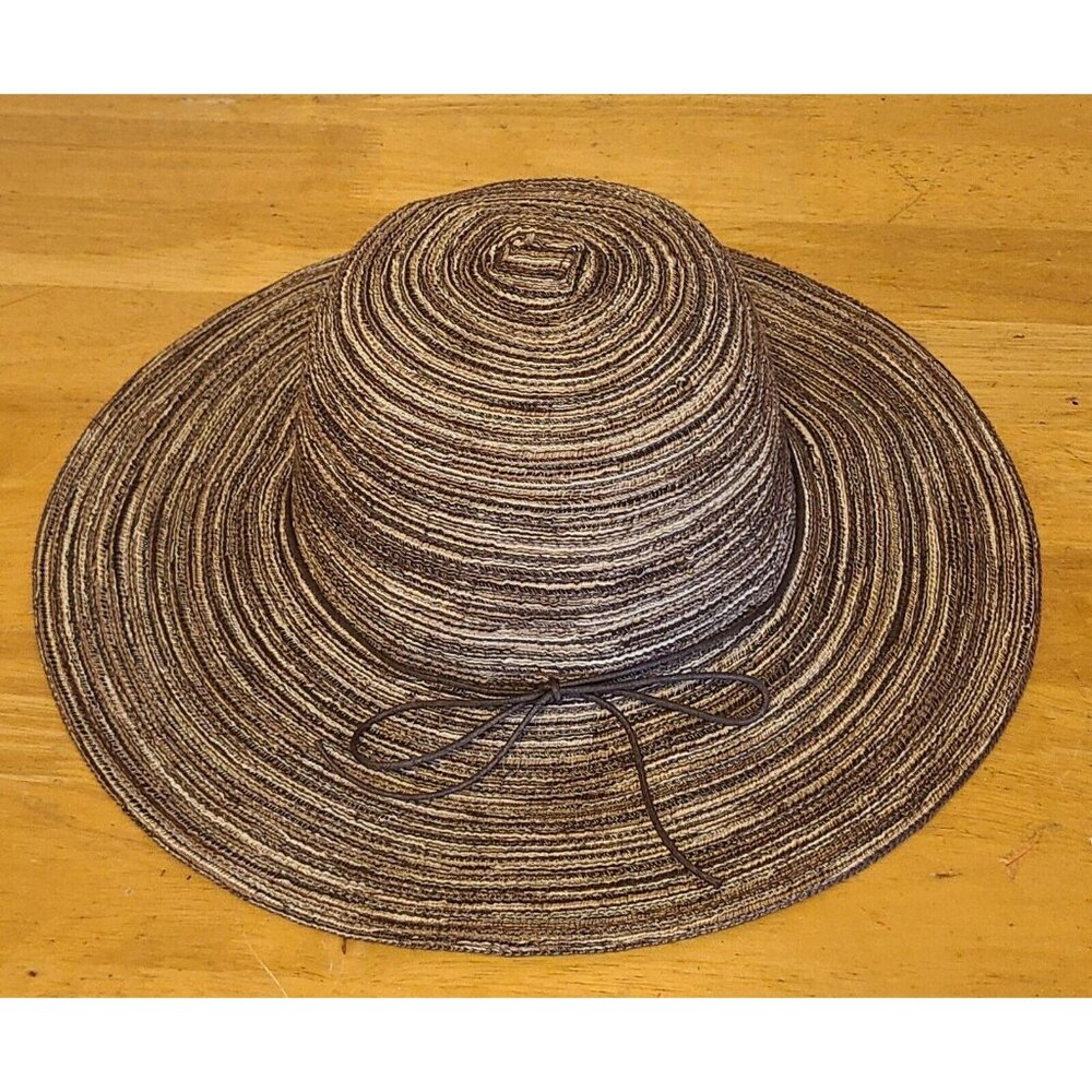 Sloggers Wide Brim Sun Hat Women's Brown One Size Swirl Design Excellent Shape